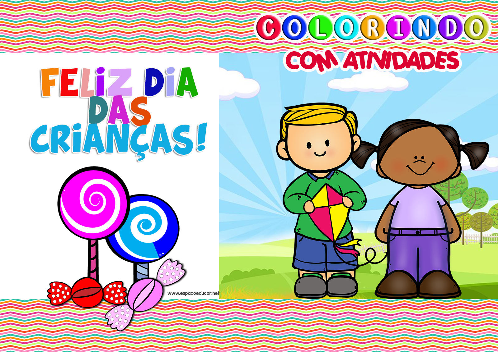 REVISTA DE COLORIR COM ATIVIDADES PARA O DIA DAS CRIANÇAS - IMPRIMIR - PDF  GRÁTIS!-ESPAÇO EDUCAR